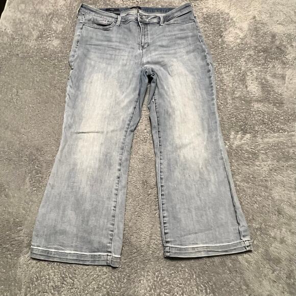 NYDJ Relaxed Flare Cropped Jeans Womens 16 High Rise Wide Leg Pants - Picture 1 of 11